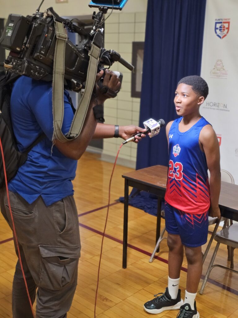 Participant in Flint youth basketball tryouts 2024